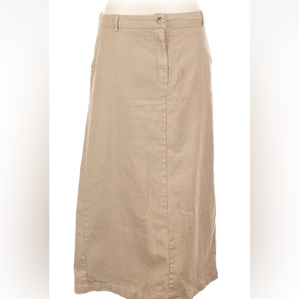 Anthropologie Self Contrast classic Beige Midi Skirt - Effortless Everyday Style